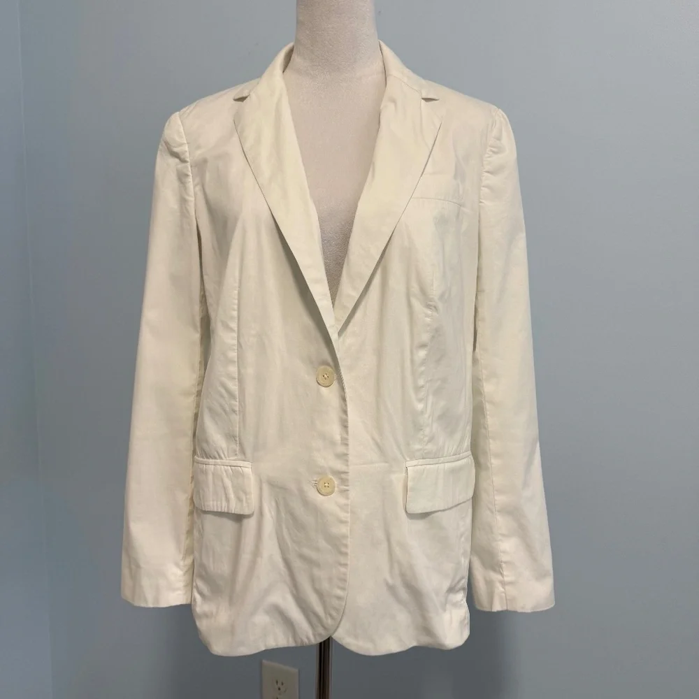 Michael Michael Kors Women’s White Lined‎ Blazer Size 8 Cotton Blend